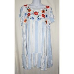 Perch by Blu Pepper Juniors‎ Striped Babydoll Style Mini Dress Size 1X - NWT